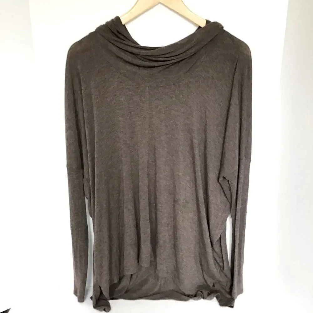 Bordeaux Long Sleeve Brown Cowel Neck Top Large